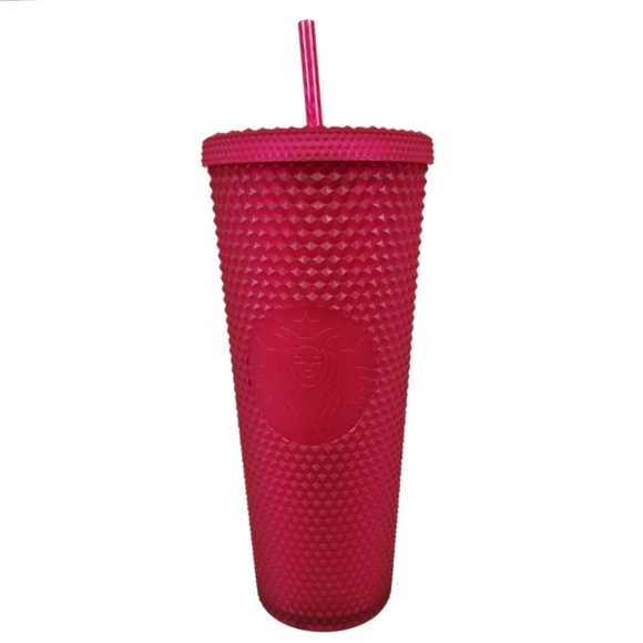 Starbucks Fall 2021 Neon Pink Studded Cold Cup Soft Touch Jelly Venti 24oz - Picture 11 of 11